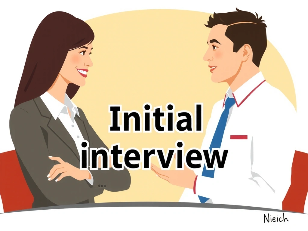 Ilustrație cu două persoane într-o discuție prietenoasă, reprezentând un interviu inițial