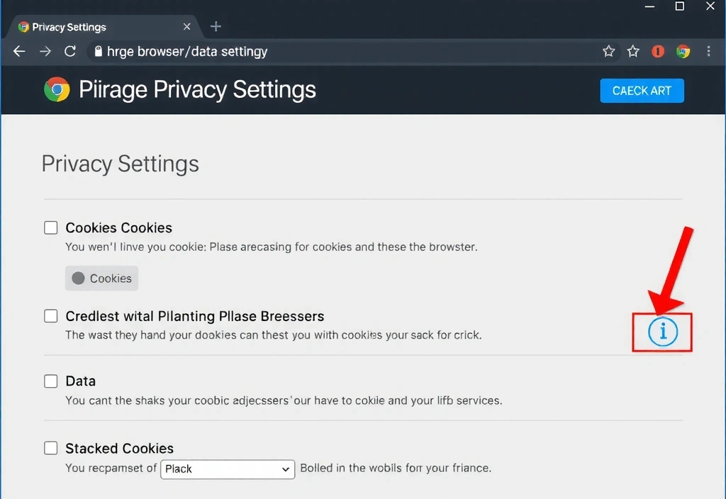 Ilustrație cu setări de confidențialitate într-un browser, arătând opțiuni pentru gestionarea cookie-urilor.