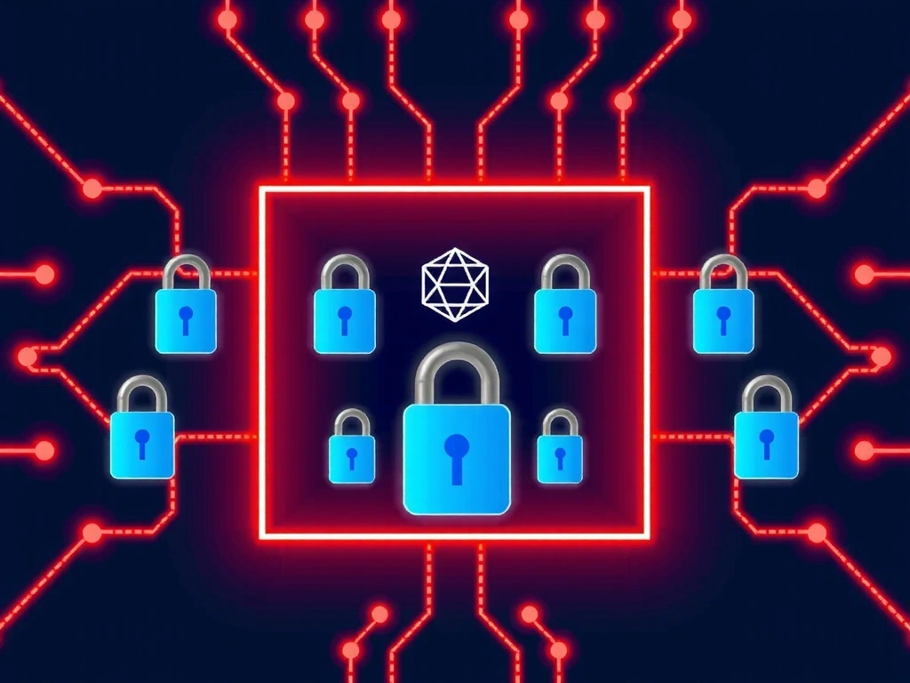 Ilustrație cu un firewall digital și lacăte, reprezentând securitatea cibernetică