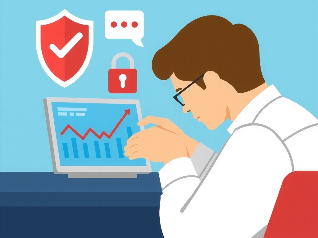 Ilustrație cu o persoană care examinează date pe un ecran, simbolizând colectarea securizată a informațiilor.