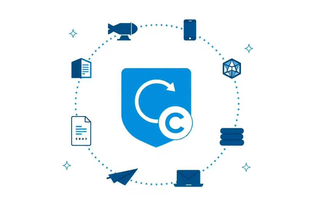 Ilustrație cu drepturi de autor și simboluri de proprietate intelectuală